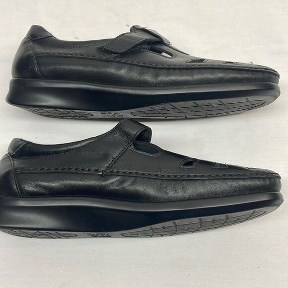 SAS Mary Janes EZ Strap Black Leather Walking Shoes - Picture 4 of 9